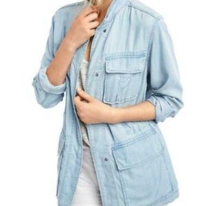 GAP Light Blue Tencel Denim Relaxed Utility Jacket XL